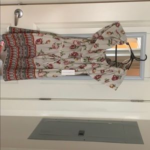 Flower print off shoulder dress